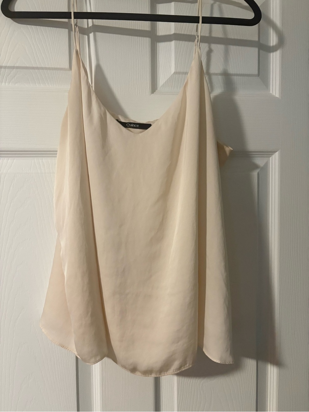 Quine Cream Spaghetti Strap Silk Top